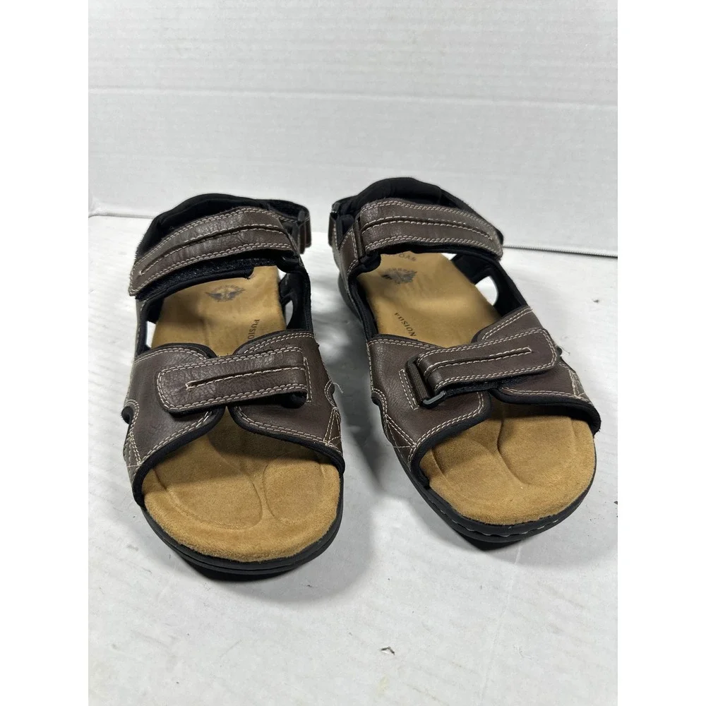 Dockers Fusion Brown Leather Adjustable Triple Strap Sport Sandals Mens 11‎ M